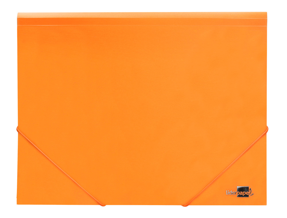 CARPETA LIDERPAPEL GOMAS TRES SOLAPAS POLIPROPILENO DIN A4 COLOR NARANJA OPACO