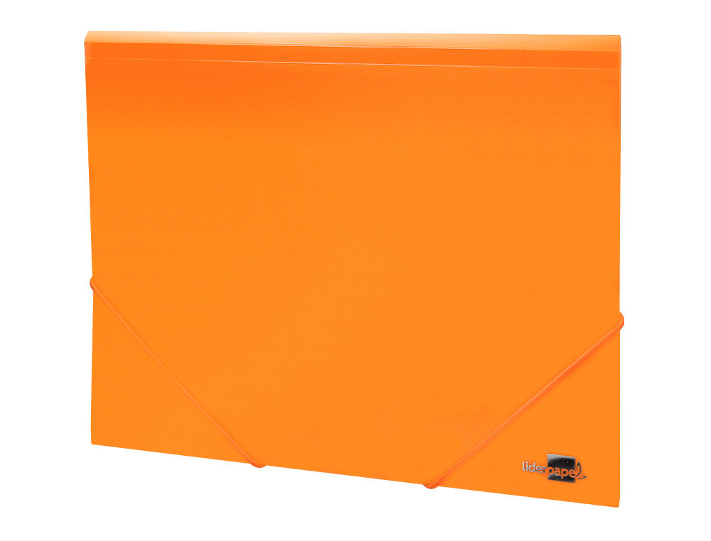 CARPETA LIDERPAPEL GOMAS TRES SOLAPAS POLIPROPILENO DIN A4 COLOR NARANJA OPACO