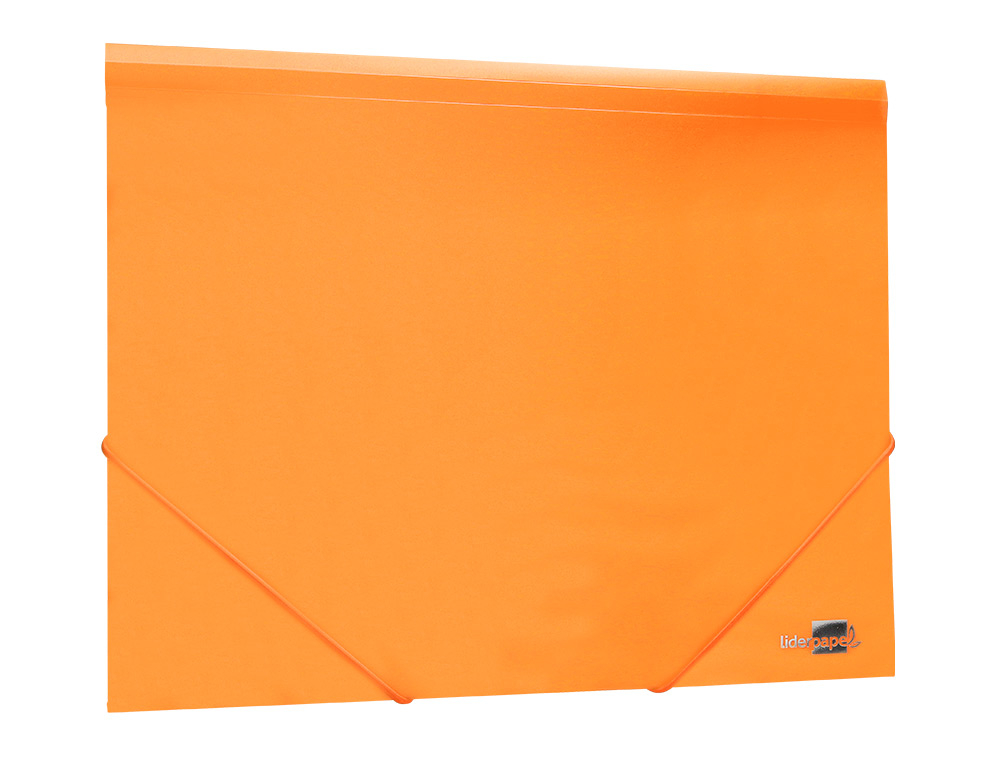 CARPETA LIDERPAPEL GOMAS TRES SOLAPAS POLIPROPILENO DIN A4 COLOR NARANJA OPACO