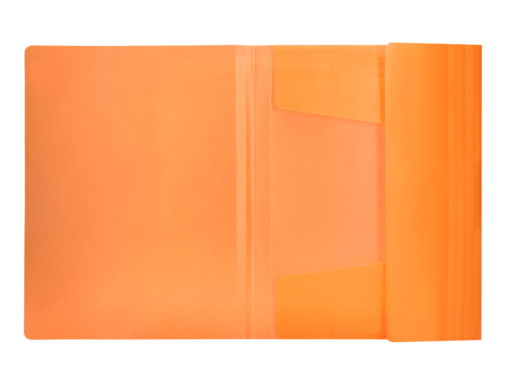 CARPETA LIDERPAPEL GOMAS TRES SOLAPAS POLIPROPILENO DIN A4 COLOR NARANJA OPACO