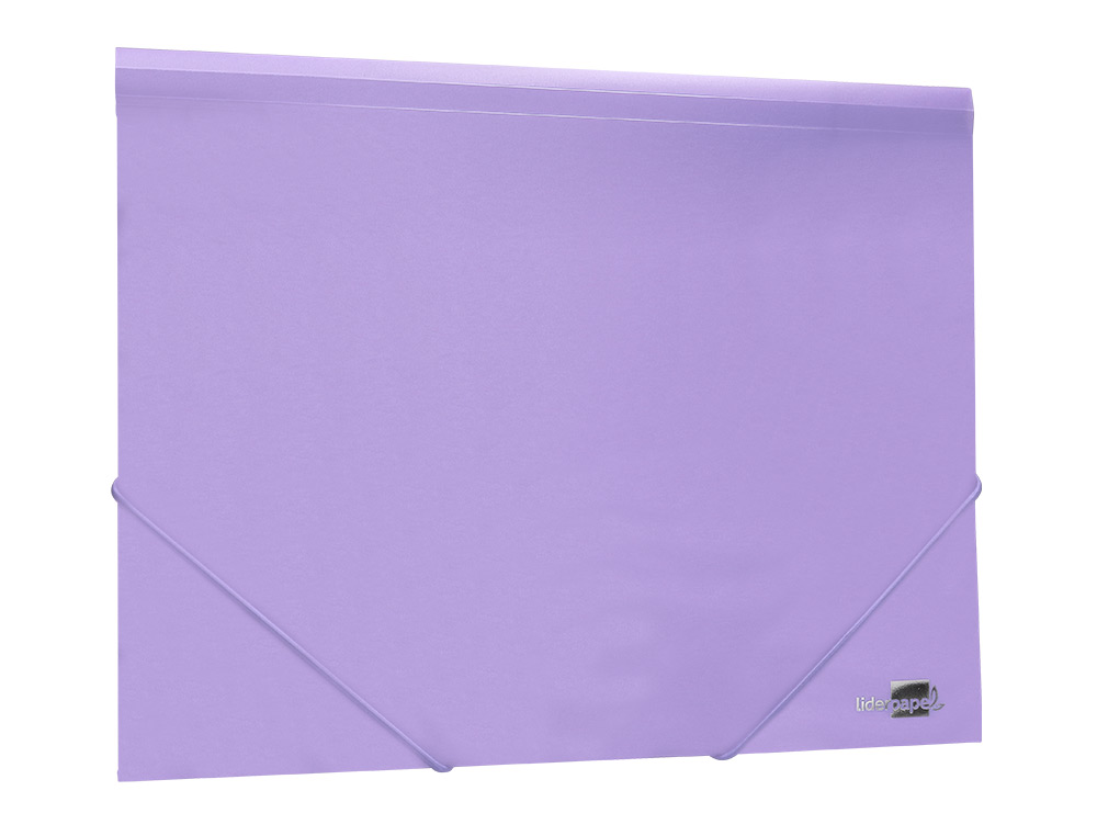 CARPETA LIDERPAPEL GOMAS TRES SOLAPAS POLIPROPILENO DIN A4 COLOR LAVANDA OPACO