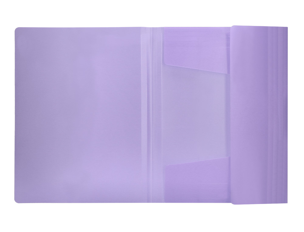 CARPETA LIDERPAPEL GOMAS TRES SOLAPAS POLIPROPILENO DIN A4 COLOR LAVANDA OPACO