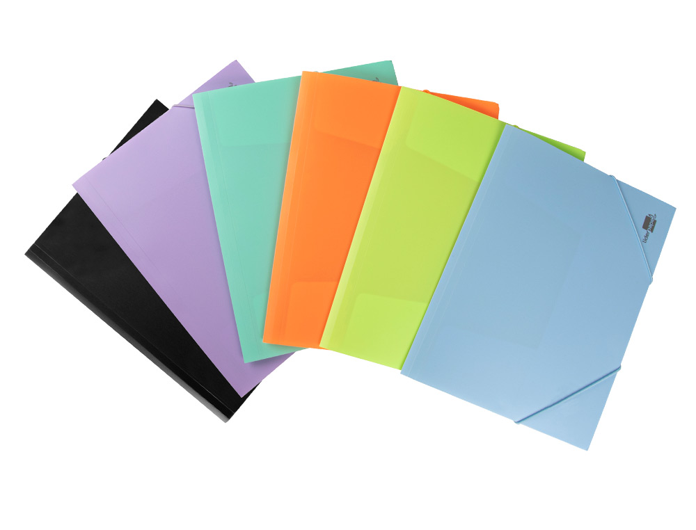 CARPETA LIDERPAPEL GOMAS TRES SOLAPAS POLIPROPILENO DIN A4 COLOR VERDE OPACO