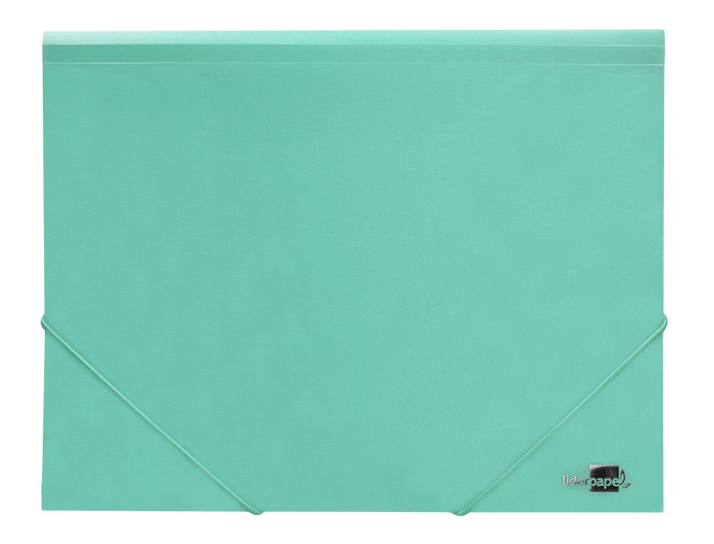 CARPETA LIDERPAPEL GOMAS TRES SOLAPAS POLIPROPILENO DIN A4 COLOR VERDE OPACO