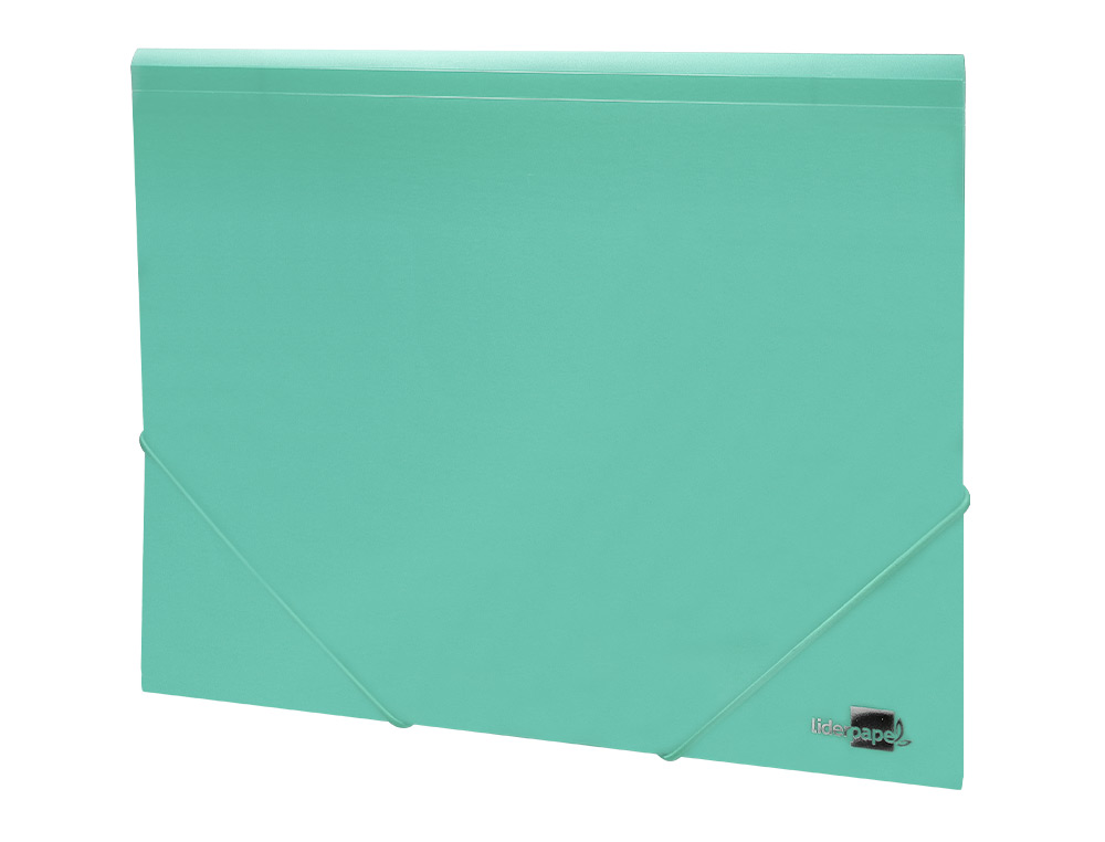 CARPETA LIDERPAPEL GOMAS TRES SOLAPAS POLIPROPILENO DIN A4 COLOR VERDE OPACO