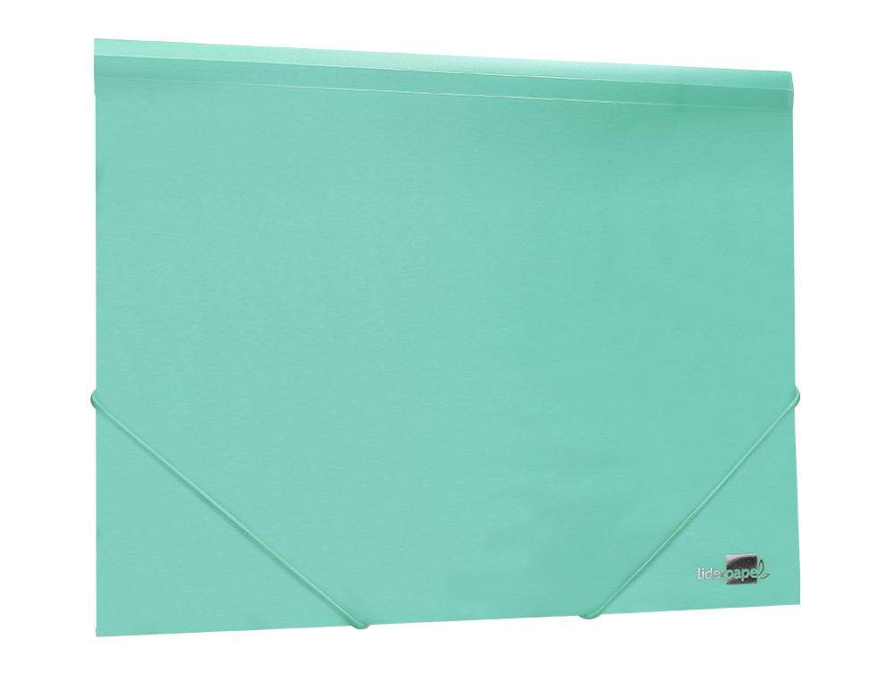 CARPETA LIDERPAPEL GOMAS TRES SOLAPAS POLIPROPILENO DIN A4 COLOR VERDE OPACO