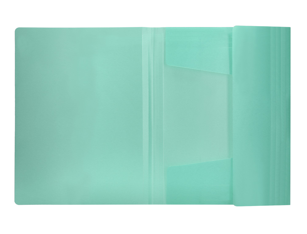 CARPETA LIDERPAPEL GOMAS TRES SOLAPAS POLIPROPILENO DIN A4 COLOR VERDE OPACO