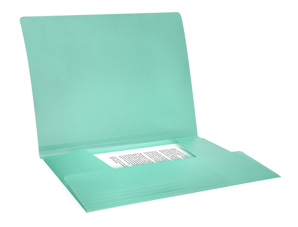 CARPETA LIDERPAPEL GOMAS TRES SOLAPAS POLIPROPILENO DIN A4 COLOR VERDE OPACO