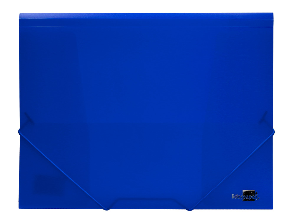 CARPETA LIDERPAPEL GOMAS TRES SOLAPAS POLIPROPILENO DIN A4 COLOR AZUL TRANSLUCIDO
