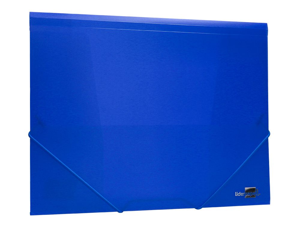 CARPETA LIDERPAPEL GOMAS TRES SOLAPAS POLIPROPILENO DIN A4 COLOR AZUL TRANSLUCIDO
