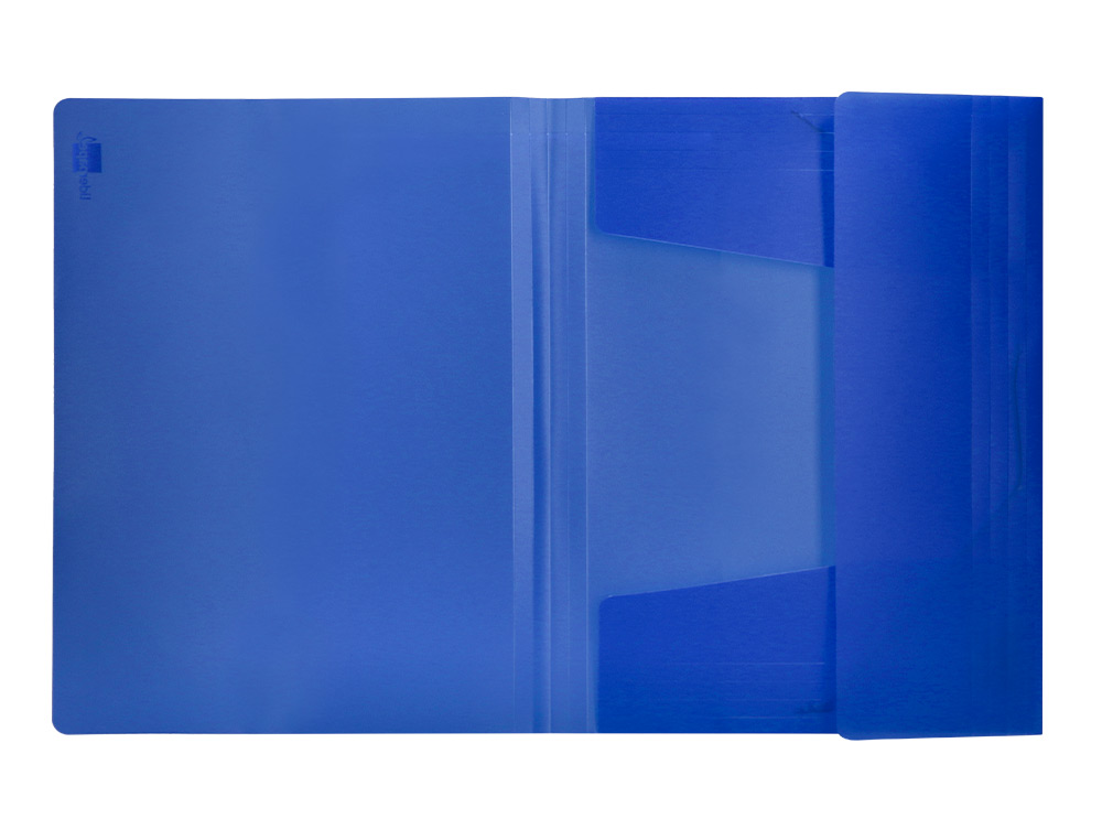CARPETA LIDERPAPEL GOMAS TRES SOLAPAS POLIPROPILENO DIN A4 COLOR AZUL TRANSLUCIDO