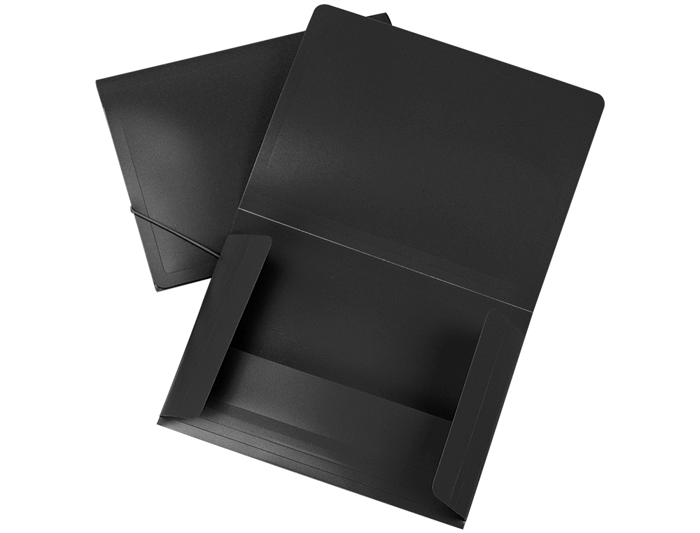 CARPETA LIDERPAPEL GOMAS TRES SOLAPAS POLIPROPILENO DIN A5 COLOR NEGRO OPACO