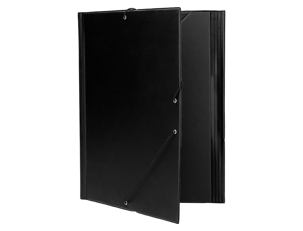 CARPETA LIDERPAPEL GOMAS TRES SOLAPAS PLASTICO FOLIO COLOR NEGRO