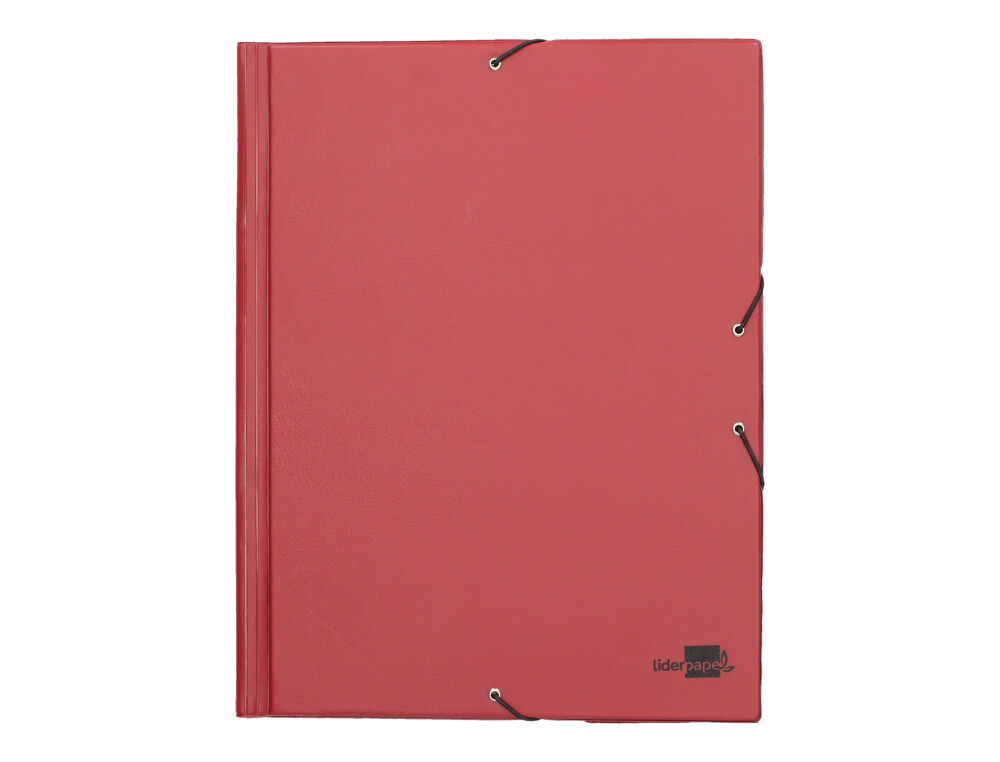 CARPETA LIDERPAPEL GOMAS TRES SOLAPAS PLASTICO FOLIO COLOR ROJO