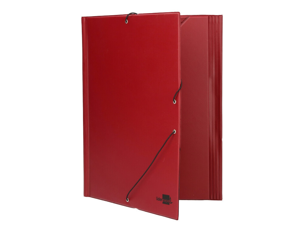 CARPETA LIDERPAPEL GOMAS TRES SOLAPAS PLASTICO FOLIO COLOR ROJO