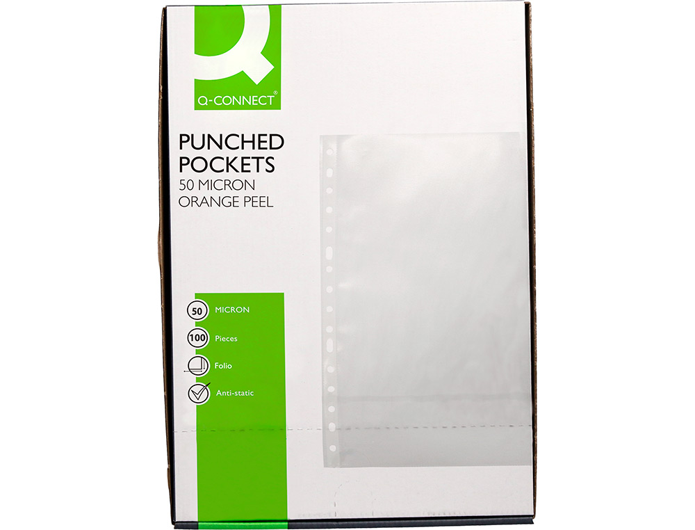 FUNDA MULTITALADRO Q-CONNECT FOLIO 50 MC PIEL DE NARANJA CAJA DE 100 UNIDADES