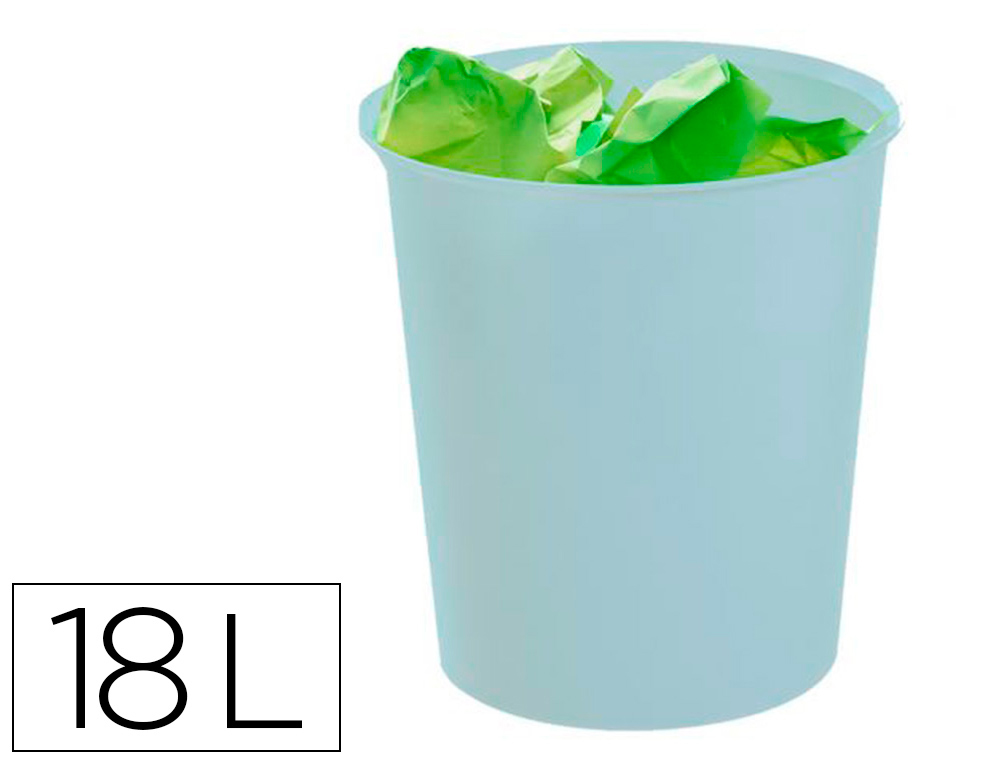 PAPELERA PLASTICO ARCHIVO 2000 ECOGREEN 100% RECICLADA 18 LITROS COLOR AZUL PASTEL 290X310 MM