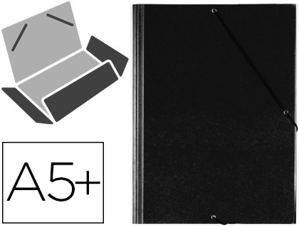 CARPETA SARO GOMAS TRES SOLAPAS PLASTICO CUARTO COLOR NEGRO